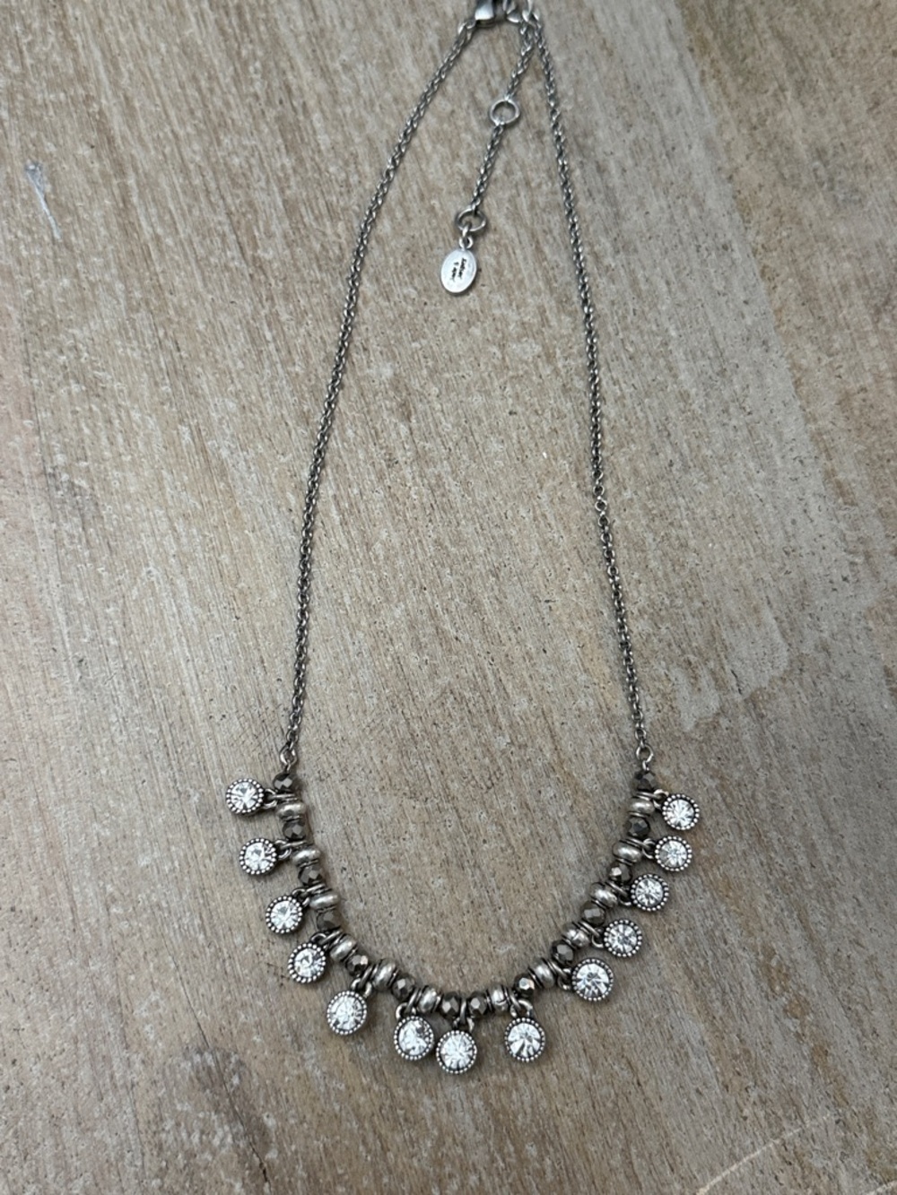 Jade & Jasper Silver-Tone Crystal Charm Necklace - White Crystals